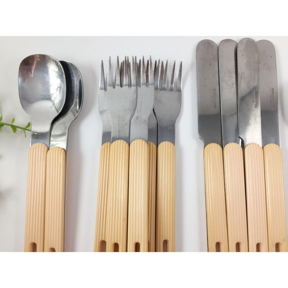 Yellow Cream Stainless Steel Silverware Flatware - Picture 4 of 6